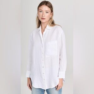 AYR THE DEEPER END SHIRT IN LINEN, SIZE L.